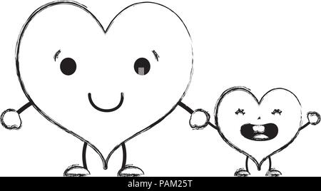 kawaii happy heart and its son with arms Stock Vector Image & Art - Alamy