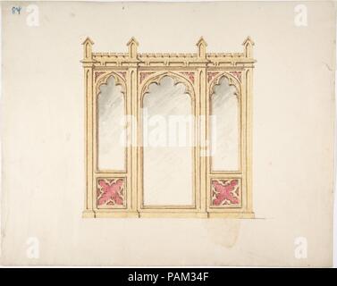 Design for Gothic Tracery and Paneling. Artist: Anonymous, British, 19th century. Dimensions: sheet: 9 7/16 x 11 7/8 in. (24 x 30.2 cm). Date: early 19th century. Museum: Metropolitan Museum of Art, New York, USA. Stock Photo