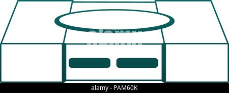 Retro videogame console blue lines Stock Vector