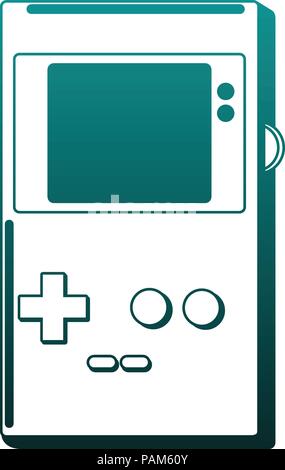 Retro videogame console portable blue lines Stock Vector
