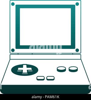 Retro videogame console portable blue lines Stock Vector