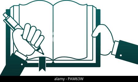 Hand writting on book blue lines Stock Vector