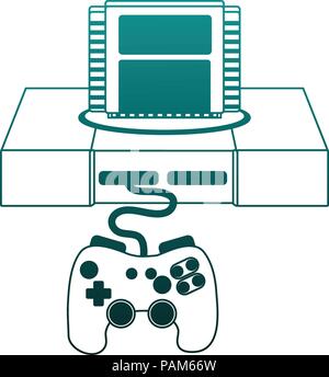Retro videogame console blue lines Stock Vector