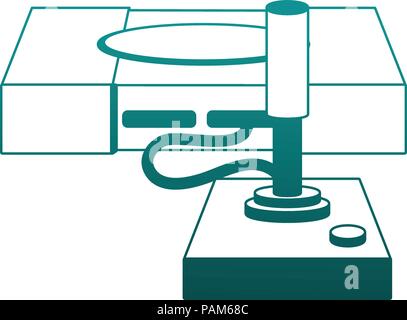 Retro videogame console blue lines Stock Vector