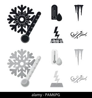 Humidity, icicles, thunderbolt, windy weather. Weather set collection icons in black,monochrom style vector symbol stock illustration . Stock Vector