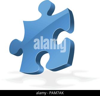 3D turned jigsaw puzzle - clossy icon Stock Vector