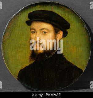 Portrait of a Man. Artist: Attributed to Corneille de Lyon (Netherlandish, The Hague, active by 1533-died 1575 Lyons). Dimensions: Diameter 3 3/4 in. (9.5 cm). Date: ca. 1545. Museum: Metropolitan Museum of Art, New York, USA. Stock Photo