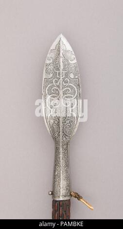 Boar Spear. Culture: German. Dimensions: L. 93 5/8 in. (237.8 cm); L. of head 14 1/2 in. (36.8 cm); W. 3 7/16 in. (8.7 cm); Wt. 6 lbs. 0.8 oz. (2744.2 g). Date: 16th century. Museum: Metropolitan Museum of Art, New York, USA. Stock Photo