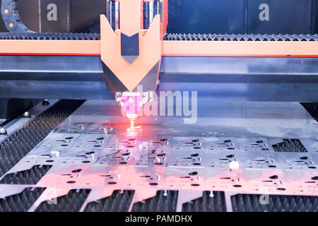 laser cutting machine controller by CNC program Stock Photo