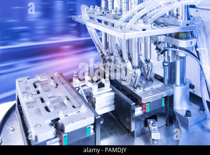 Close up soldering Robotic vision sensor camera system and assembly printed electric circuit board Stock Photo