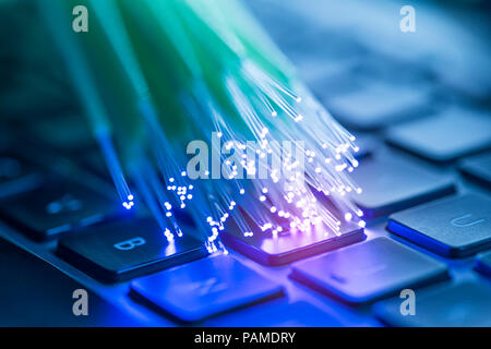 fiber optic network line cable background Stock Photo