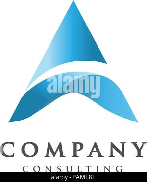 creative letter A logo, letter A flow logo design, letter A blue logo, elegant letter A vector concept Stock Vector