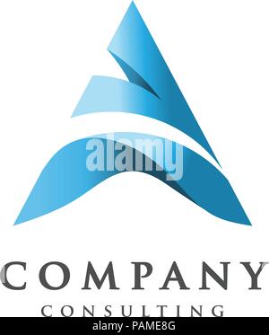 creative letter A logo, letter A flow logo design, letter A blue logo, elegant letter A vector concept Stock Vector