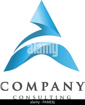 creative letter A logo, letter A flow logo design, letter A blue logo, elegant letter A vector concept Stock Vector