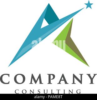 Best letter A logo with star concept, Letter A strong and creative logo concept, creative letter A concept design Stock Vector