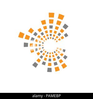 letter c technology logo, square line data and technology logo Stock Vector