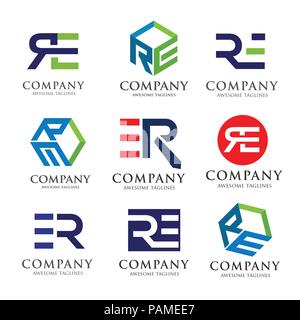 creative and modern letter RE logo set concept Stock Vector
