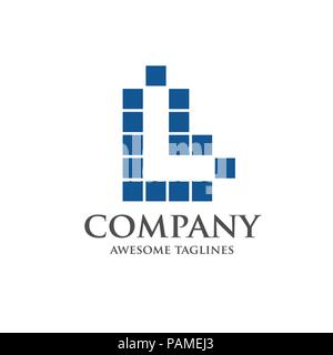 Best letter L logo square concept, Letter L vector logo symbol in square with shattered blocks, Vector template for your design Stock Vector