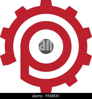 letter P with gear logo concept, letter P industrial logo concept Stock Vector