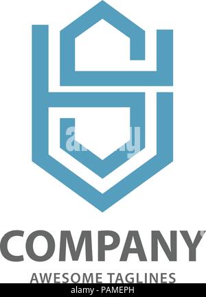 Abstract letter SH logo,letter HS letter S alphabet symbol Vector illustration Stock Vector