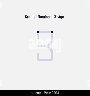 Creative english version of Braille number design element.Braille numbers.Alphabet letters.Classic emblem.Elegant dynamic alphabet letters.Flat web de Stock Vector