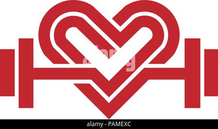 I love gym logo icon, fitness center, dumbell and heart. health