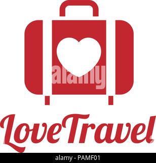 love traveler, Travel bag vector logo icon. love, Sea, summer and holiday symbol. Stock design elements Stock Vector