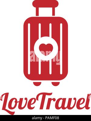 love traveler, Travel bag vector logo icon. love, Sea, summer and holiday symbol. Stock design elements Stock Vector
