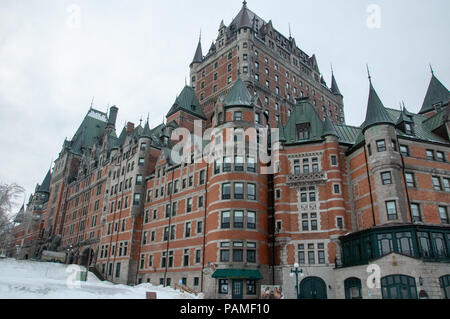 Chateau Frontenac is one of Canada's grand railway hotels built in 1893 in Old Quebec, Quebec City, Canada Stock Photo