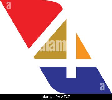 Number four logo. Logo 4 colorful vector template. Number logo design Stock Vector