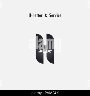 H-letters and human hand icon with wrench vector logo design template. Service tool icon.Maintenance and Technical support concept.Vector illustration Stock Vector
