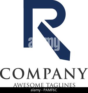creative letter r with tie logo vector , recruitment logo element Stock Vector