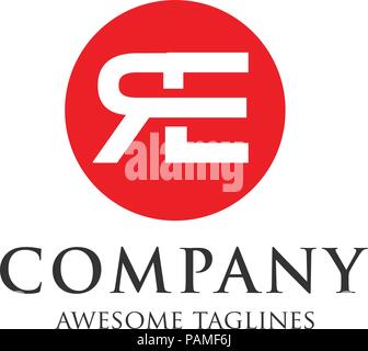creative letter RE circle logo concept, innovative RE letter icon Stock Vector