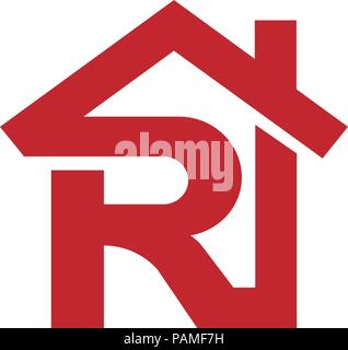 creative Letter R realtor real estate logo, letter R with roofing logo Stock Vector