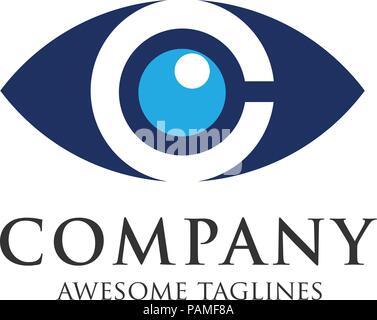 eyes with a magnifying glass. Logo. Search, analysis, study, medicine, ophthalmology Stock Vector