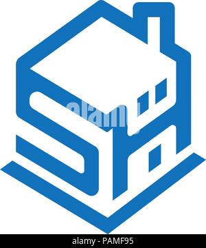 creative and strong  letter SH as  Smart home  concept logo Stock Vector