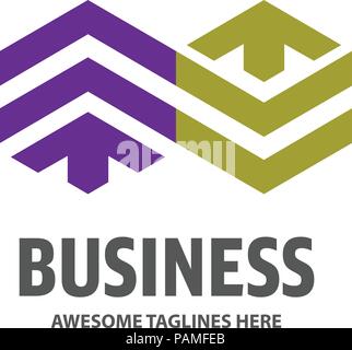 Real estate unlimited development with arrow logo concept icon, Building logo illustration, Skyscraper logo design, Abstract building logo, Vector tal Stock Vector
