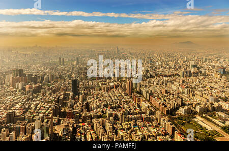 Panoramic view at the city of Taipei in Taiwan as seen from 101 tower building. Stock Photo
