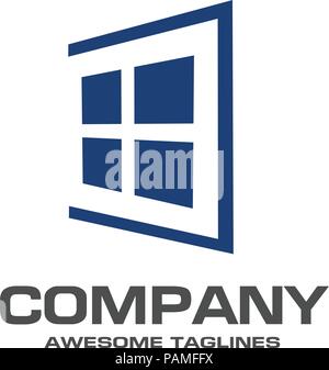 Window logo template vector, abstract windows and glass vector business icon Stock Vector