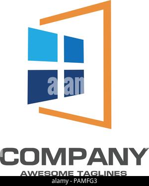 Window logo template vector, abstract windows and glass vector business icon Stock Vector