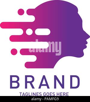 creative woman head logo Brain, Creative mind, learning and design icon, Man head, people symbol, styles head vector Stock Vector