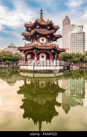Pavilion or pagoda of Chinese architecture at the 228 Peace Memorial Park in Taipei, Taiwan, Stock Photo