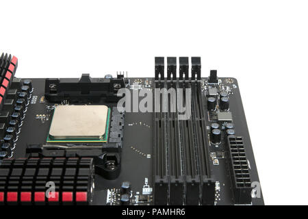 Installing the processor on the motherboard Stock Photo