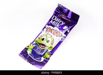Cadbury Freddo chocolate bar on a white background Stock Photo