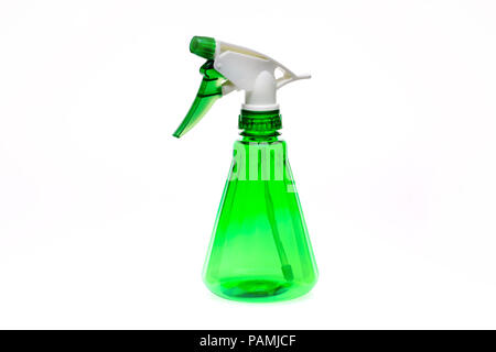 Plastic water spray bottle on a white background Stock Photo