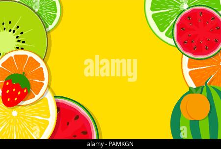Abstract Mixed Flat Fruit Background Vector Illustration Stock Vector