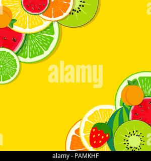 Abstract Mixed Flat Fruit Background Vector Illustration Stock Vector