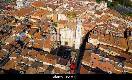 Aerial view of Old Town and Cathédrale Sainte-Réparate or Sainte-Réparate Cathedral, Nice, France Stock Photo