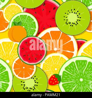 Mixed fruit Seamless Pattern background Vector Illustration Stock Vector