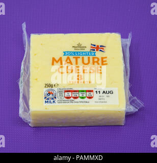 Reading, United Kingdom - July 08 2018:   a Block of Morrisons mature cheese in its packaging Stock Photo